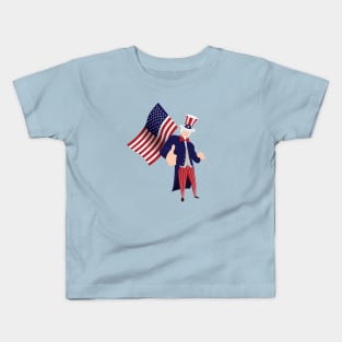 Uncle Sam With Flag Kids T-Shirt